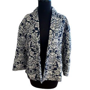 NWT Acote Navy & White Brocade/Tapestry Relaxed Fit Jacket Size 2 (M)
